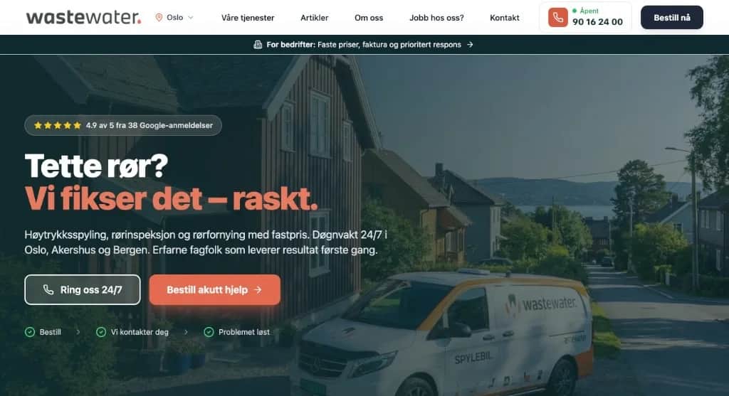 Nettside og SEO for Norges mest kjente spylebil-selskap
