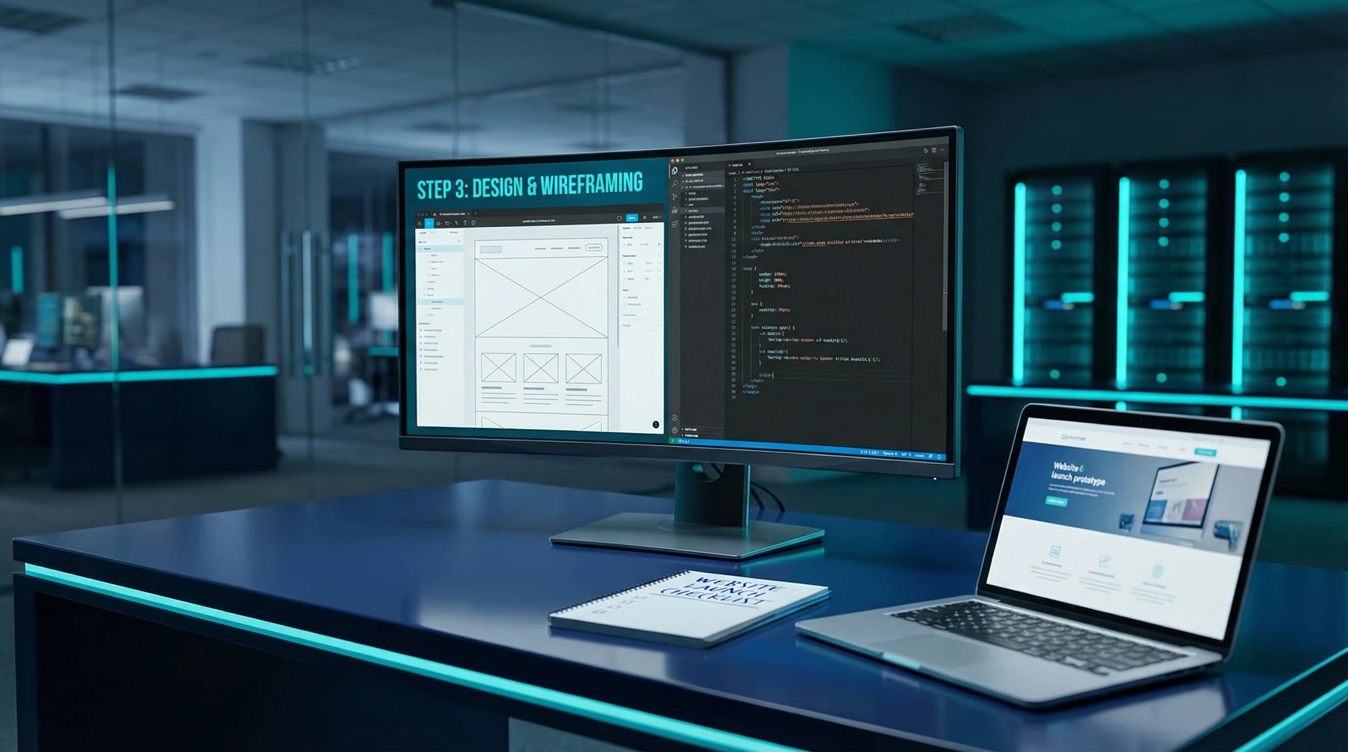 Hvordan Lage Nettside for Bedrift (2026) – 7 Steg – illustrasjon | Visionmedia