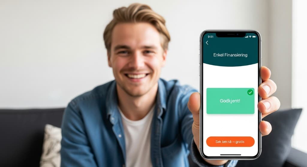 Ung mann viser godkjent billån fra Enkel Finansiering
