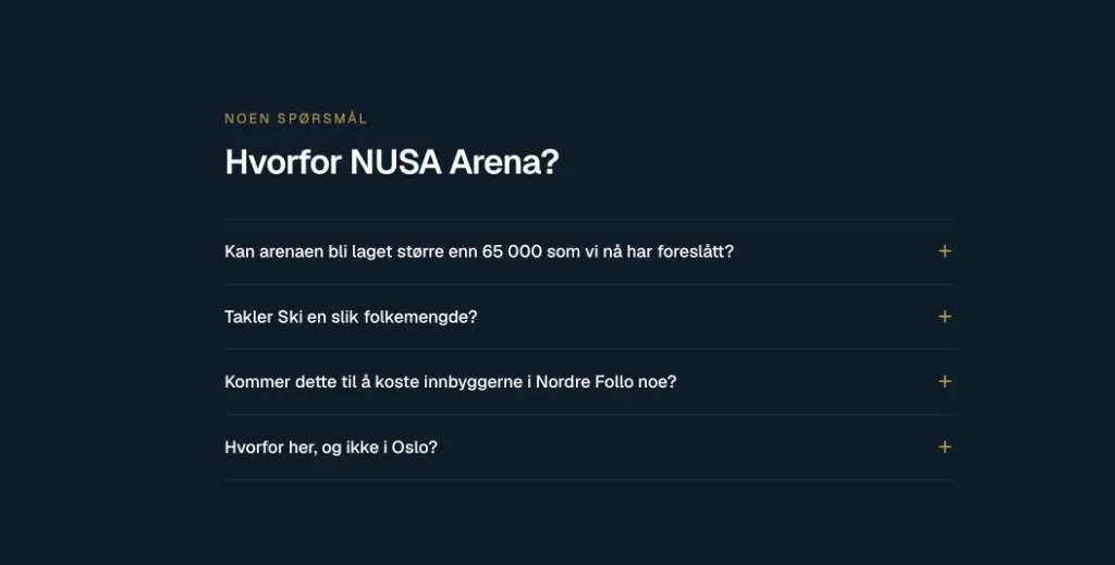 FAQ — Hvorfor NUSA Arena?