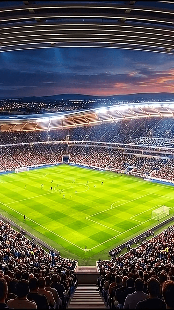 Fotballkamp i NUSA Arena med 65 000 tilskuere